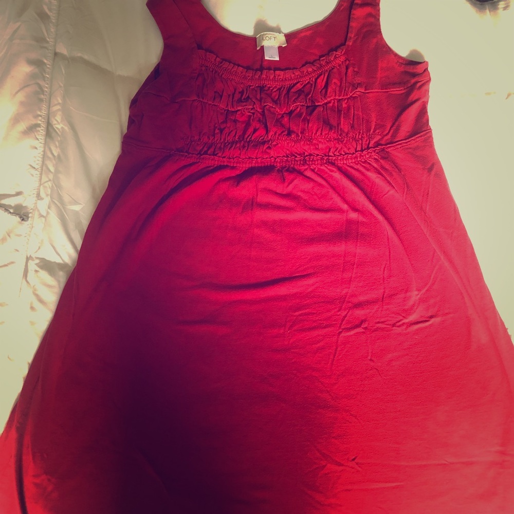 Ann Taylor Loft red cotton stretchy dress. Large.